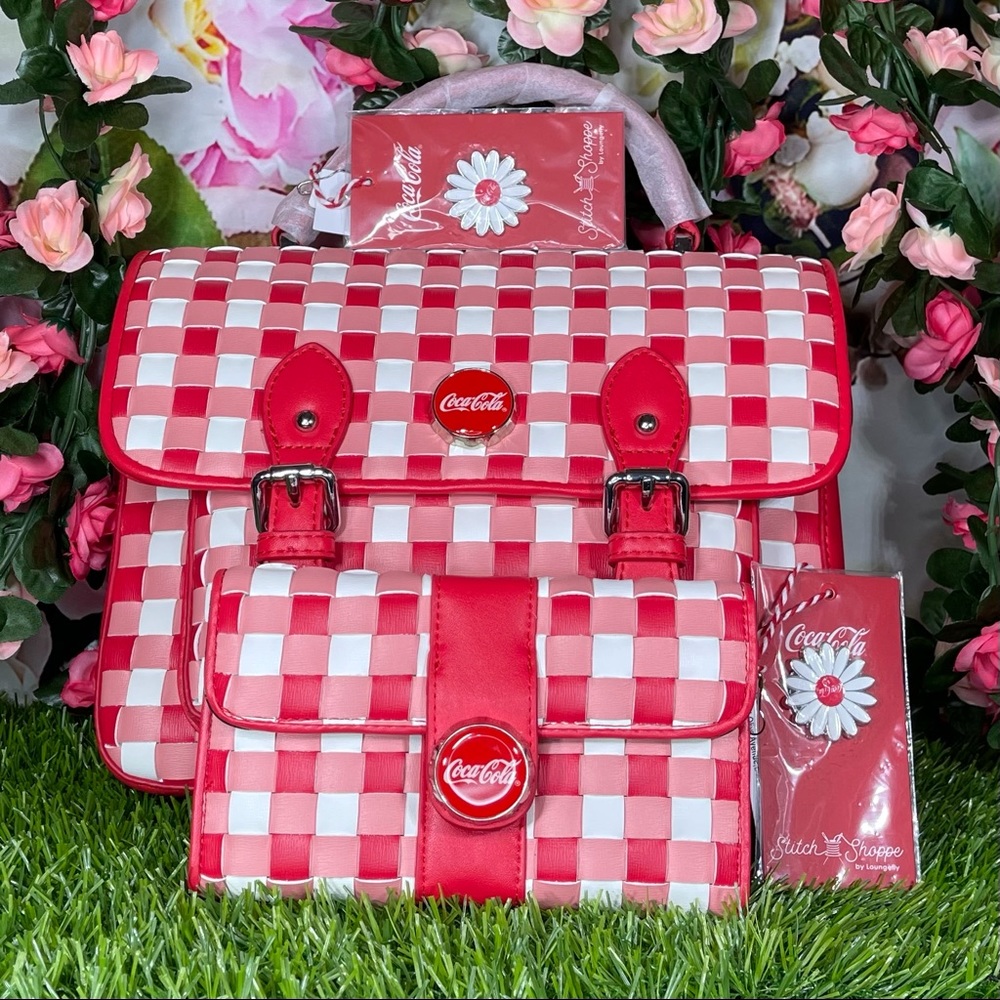 LEATHER WOVEN COCA-COLA GINGHAM SATCHEL & WALLET